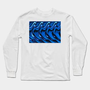 Blue Wave Abstract Pattern Long Sleeve T-Shirt